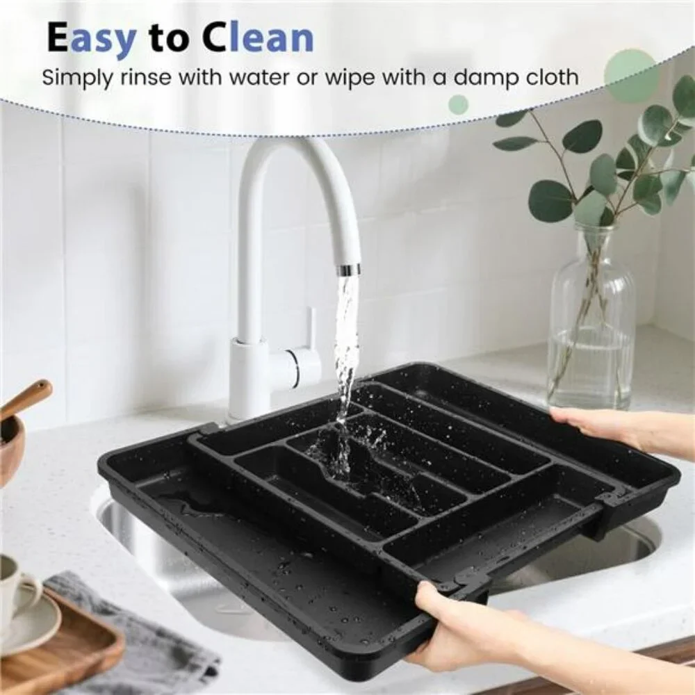 Expandable silverware drawer organizer large utensil flatware cutlery tray holde